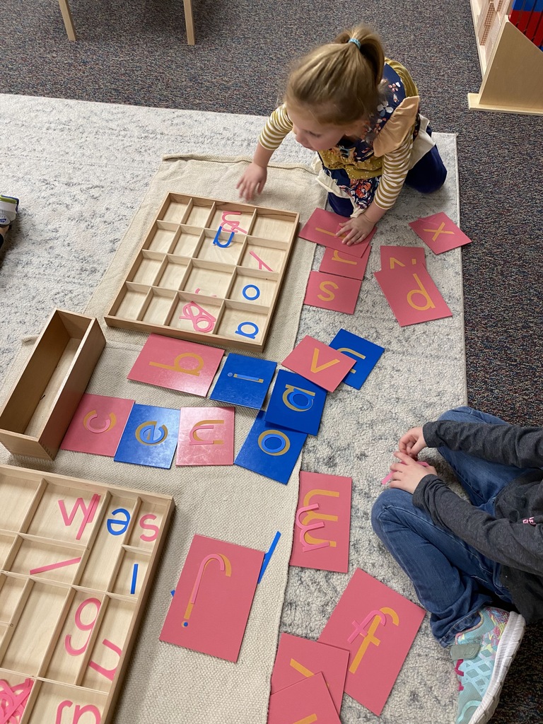 Students sorting letters