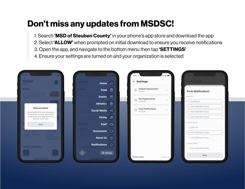 Screenshots of the new MSDSC app