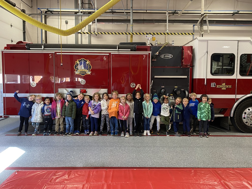 Children Standing by Fire truck