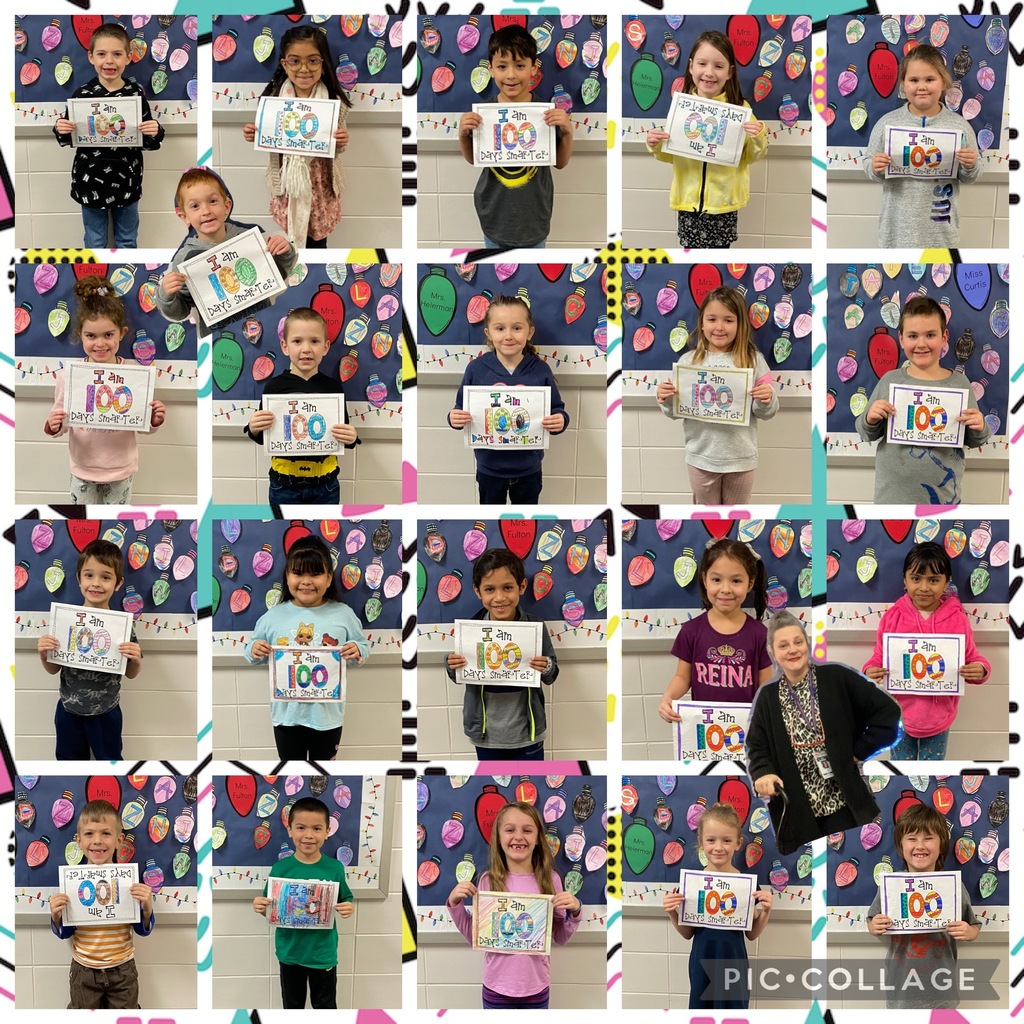 Mrs. Fulton's class with "100 Days Smarter" sign